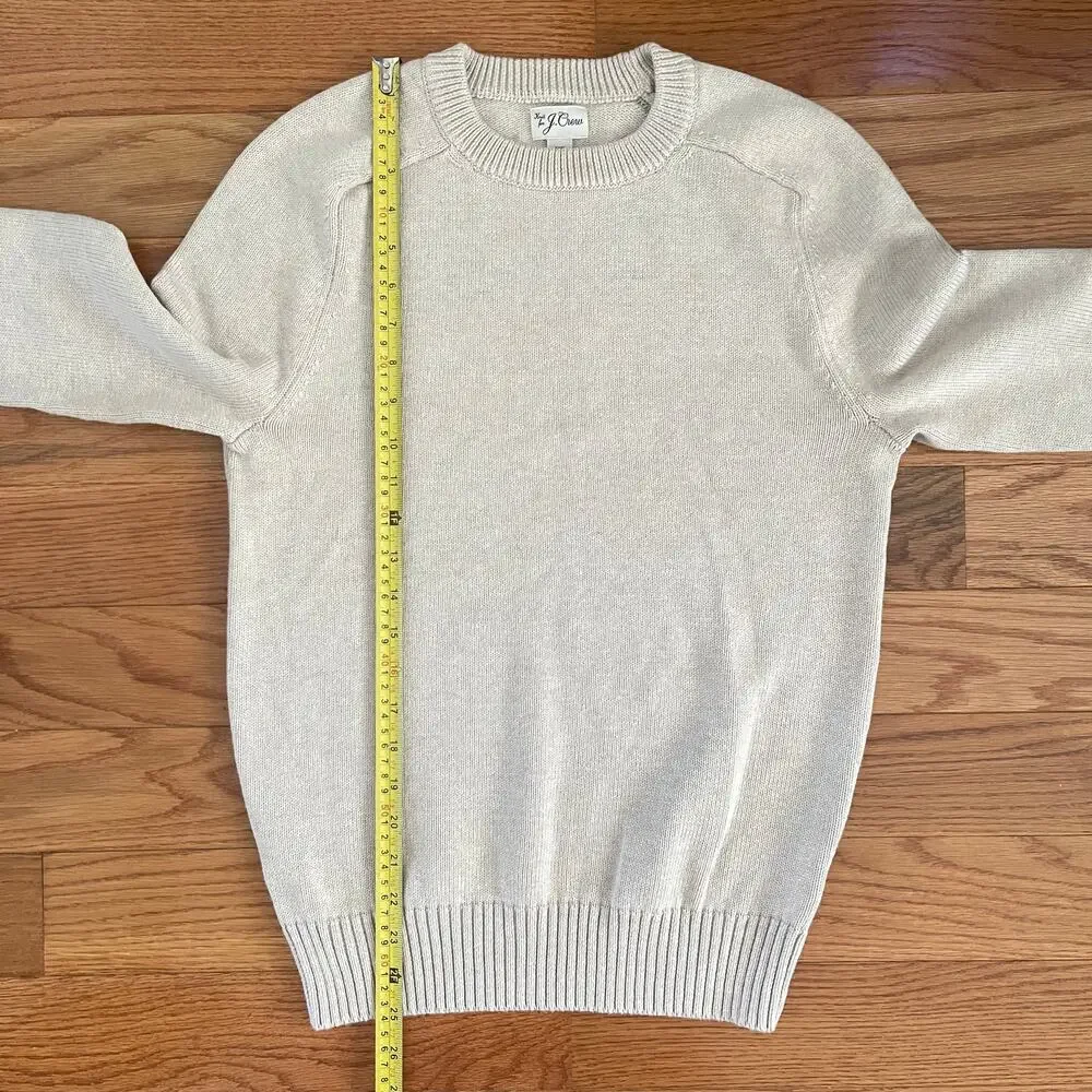 J.Crew Heritage Cotton Crewneck Sweater Mens XS Heather Sand Pullover Knit B1841